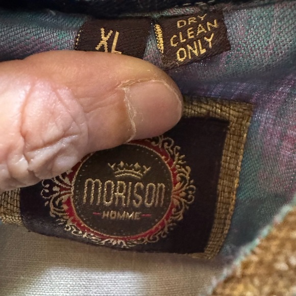 Morison mens Embroidered Blue Top with Gold Accents - Picture 4 of 11